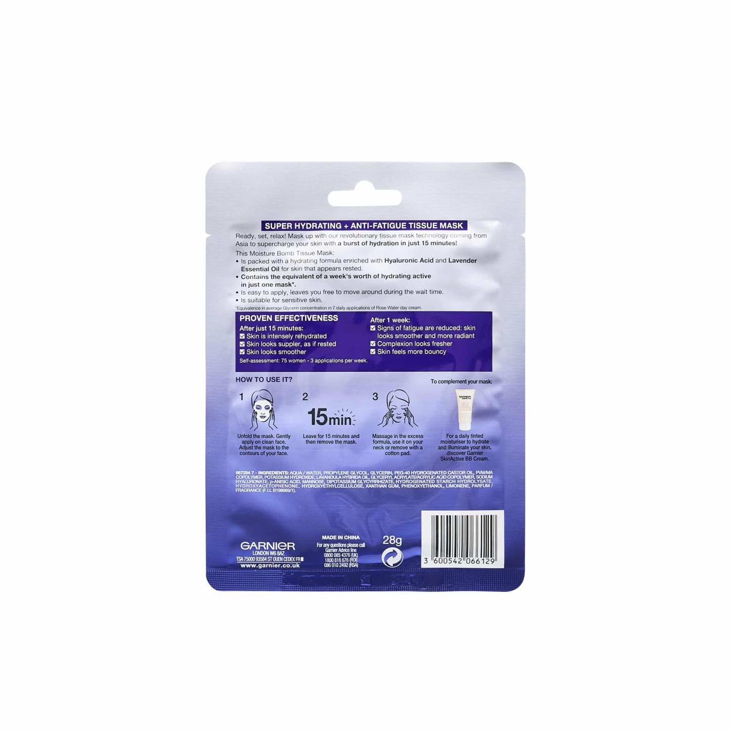 Garnier Moisture Bomb Tissue Mask Lavender 28g