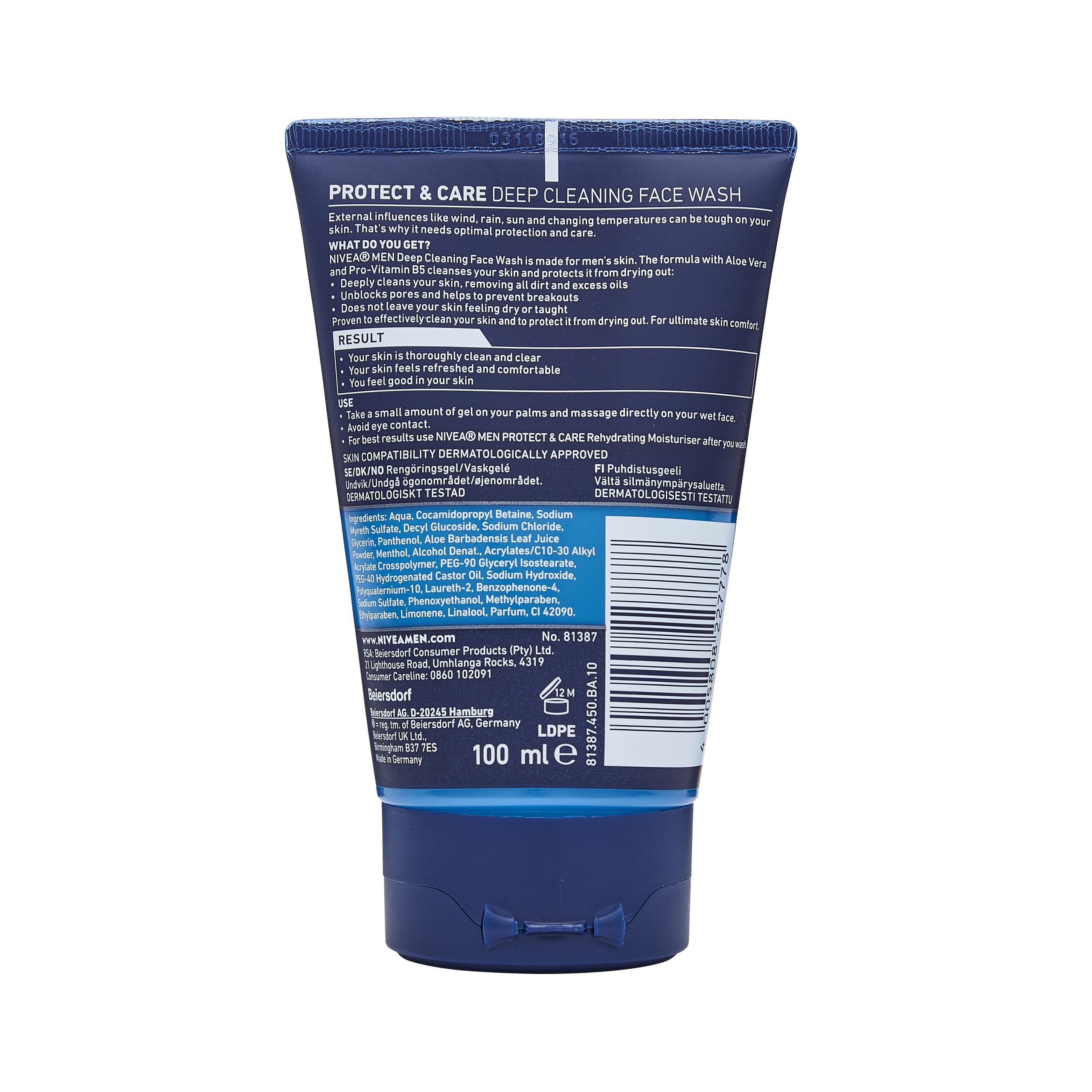 NIVEA MEN Protect & Care Deep Cleaning Face Wash 100ml