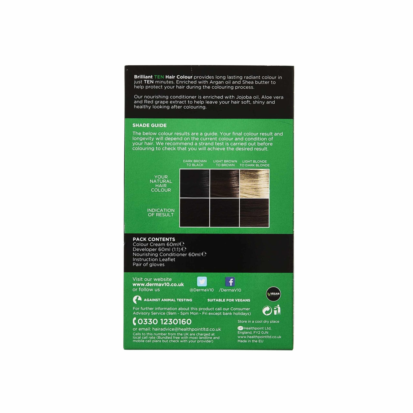 Derma V10 Brilliant Ten Hair Colour Dark Brown No 4