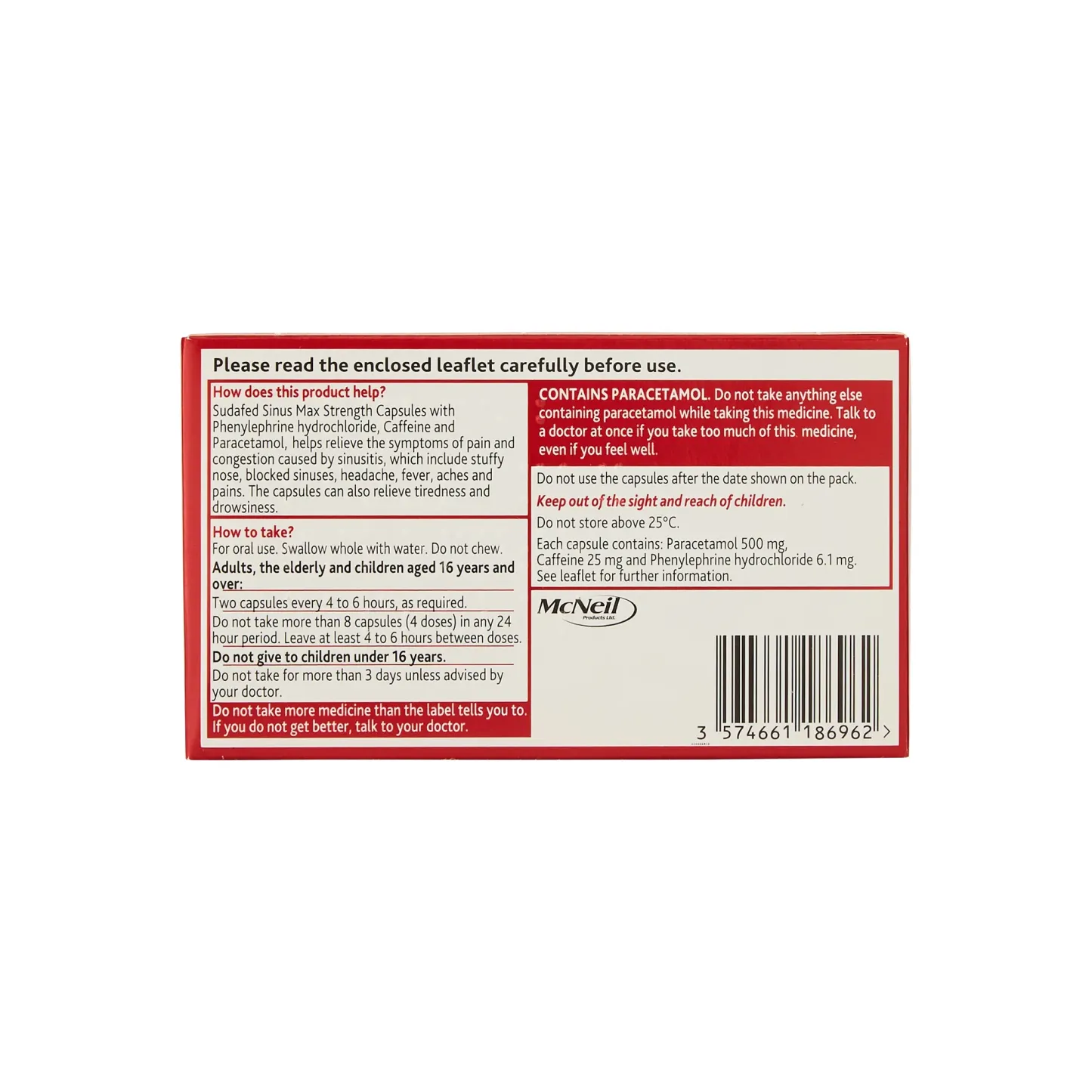 Sudafed Sinus Max Strength Capsules 16's