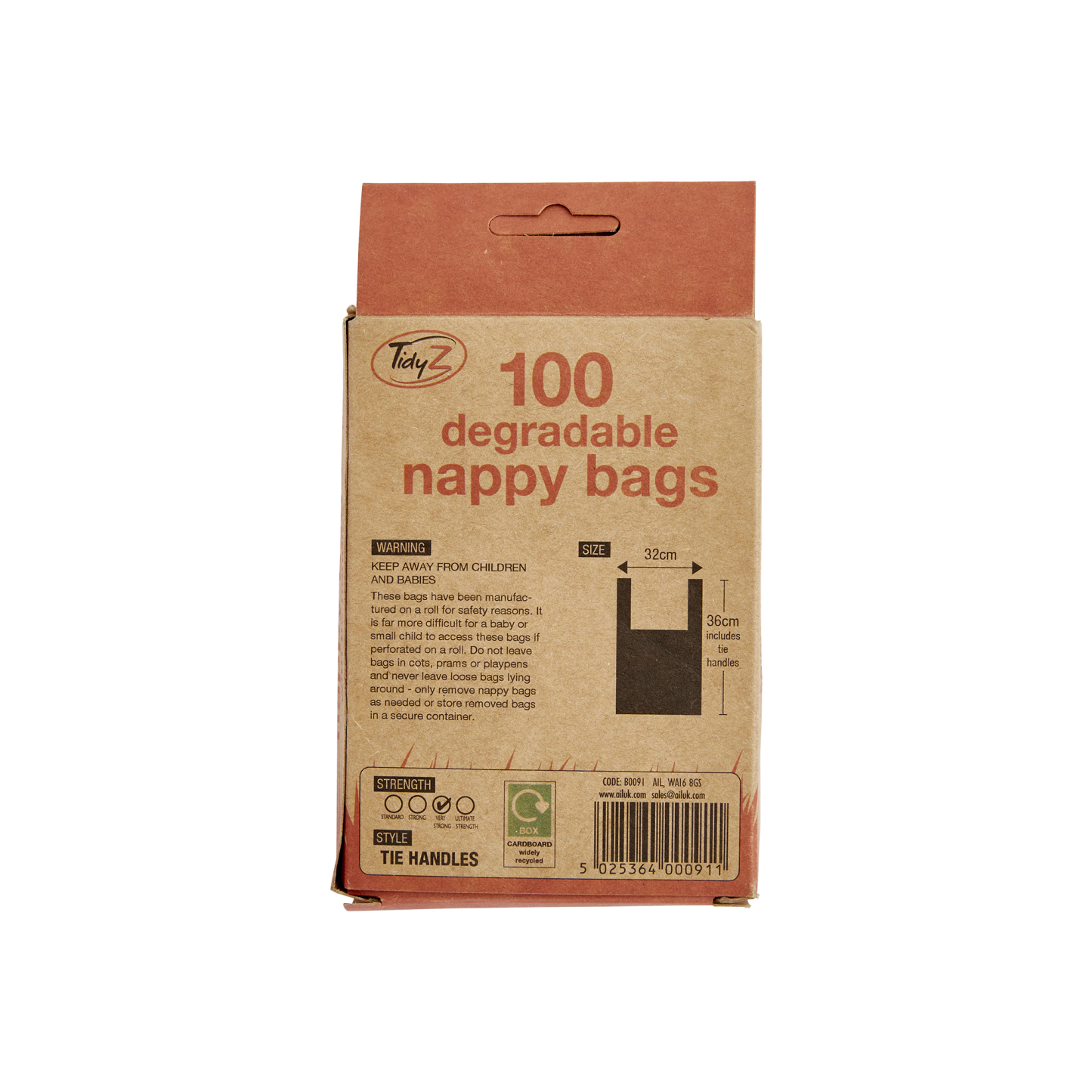 Tidyz 100 Degradable Nappy Bags 4 x Rolls of 25 Bags