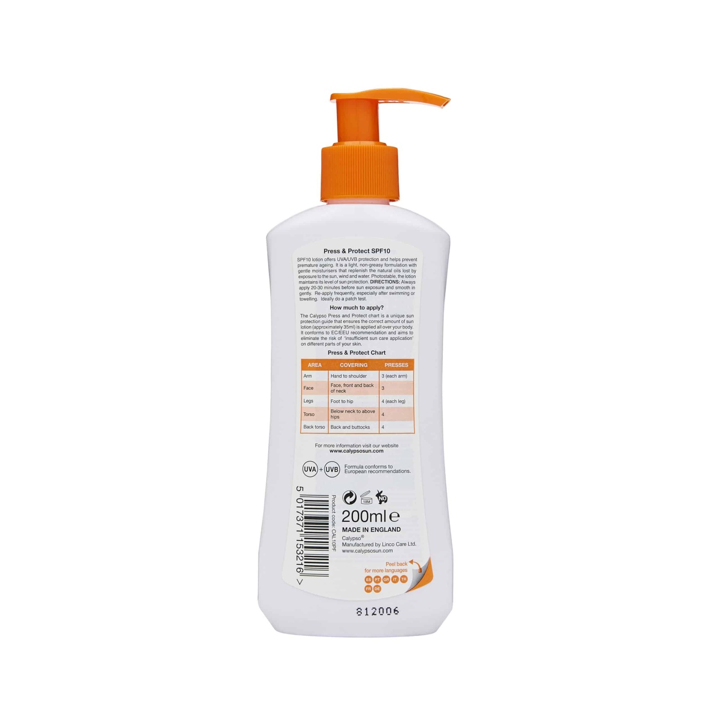Calypso Press & Protect Sun Lotion SPF10 200ml