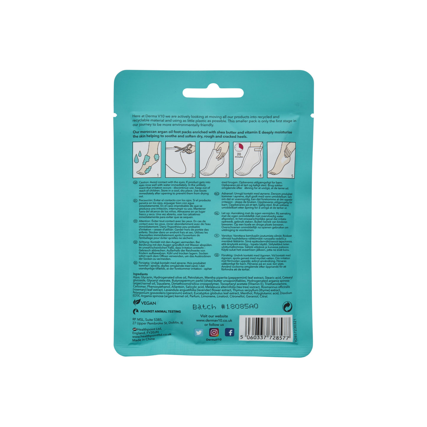 Derma V10 Foot Pack Argan Oil