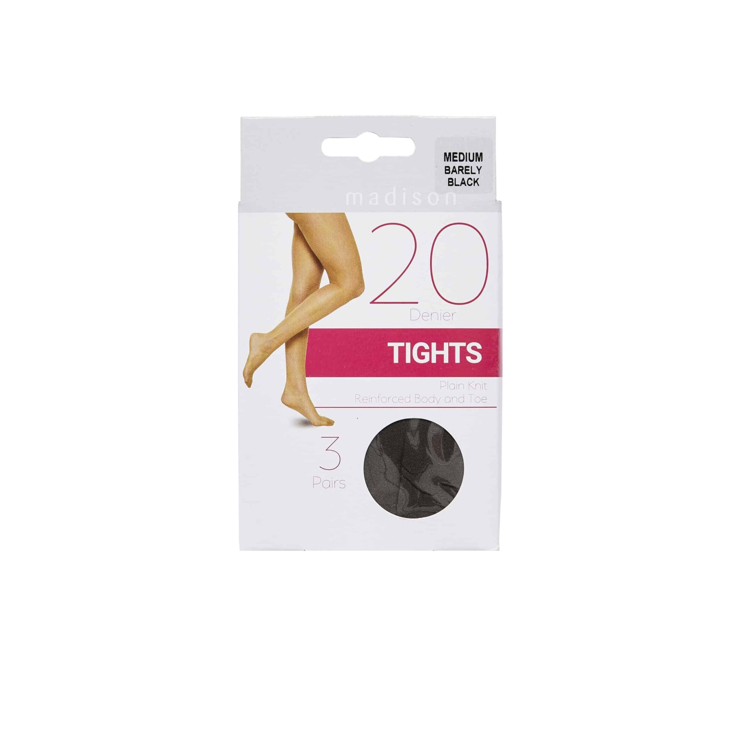 Madison 20 Denier Tights Medium Barely Black 3 Pack