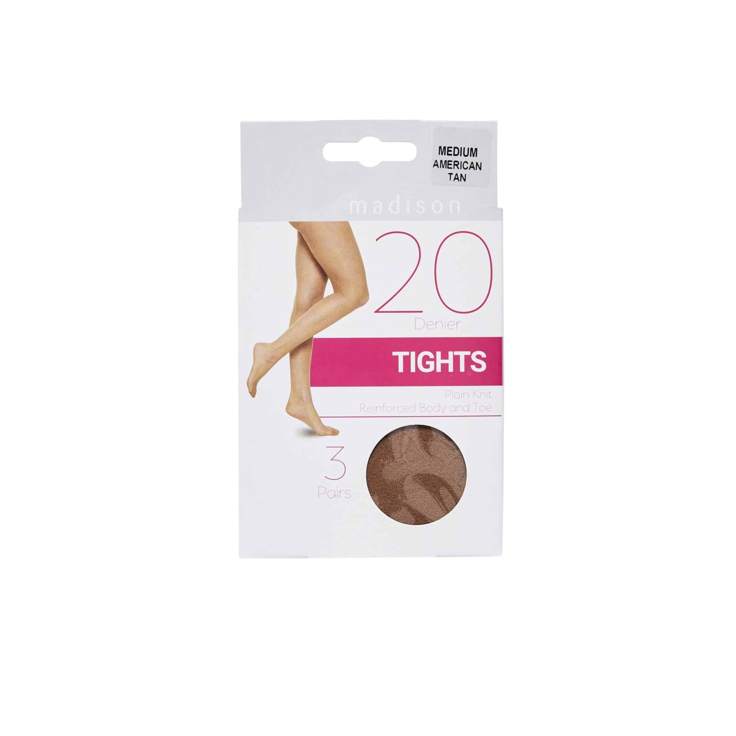 Madison 20 Denier Tights Medium American Tan 3 Pack