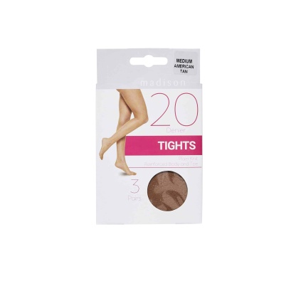 Madison 20 Denier Tights Medium American Tan 3 Pack