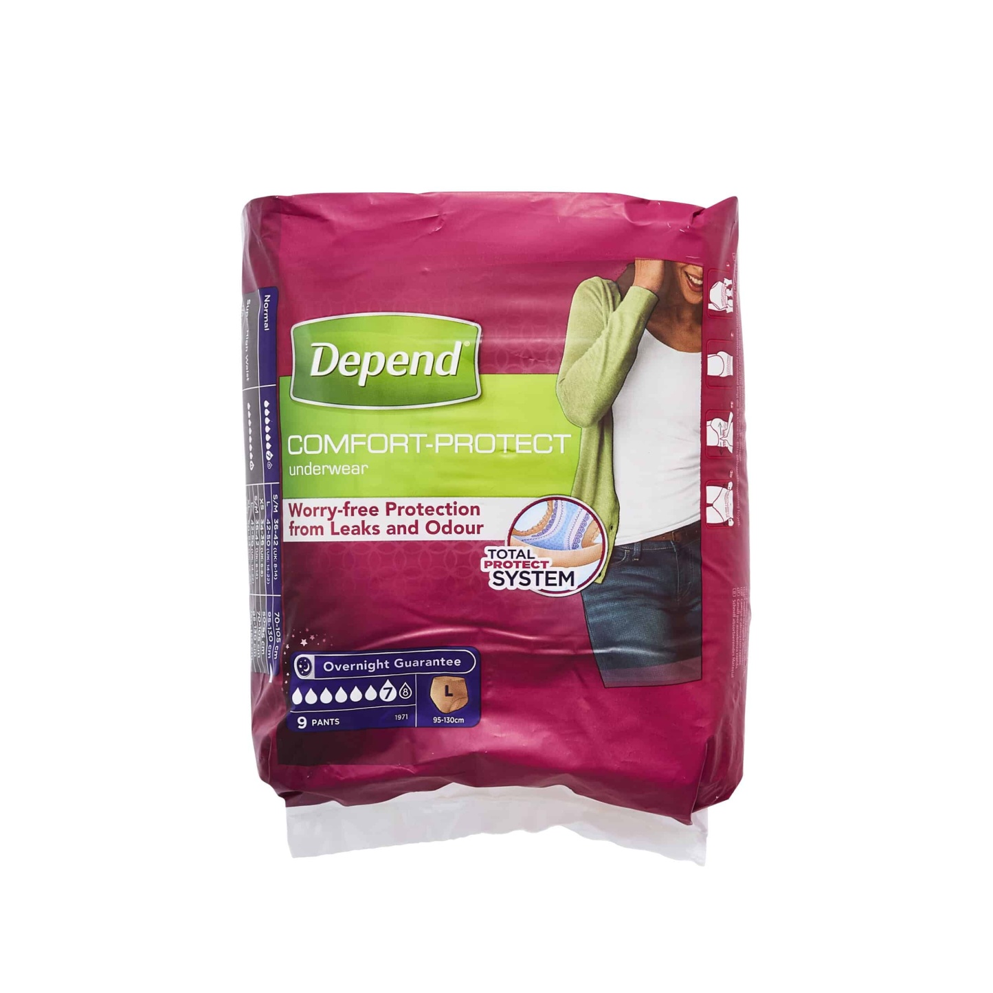 Depend Comfort Protect Incontinence Pants for Women Pants Size L 9's