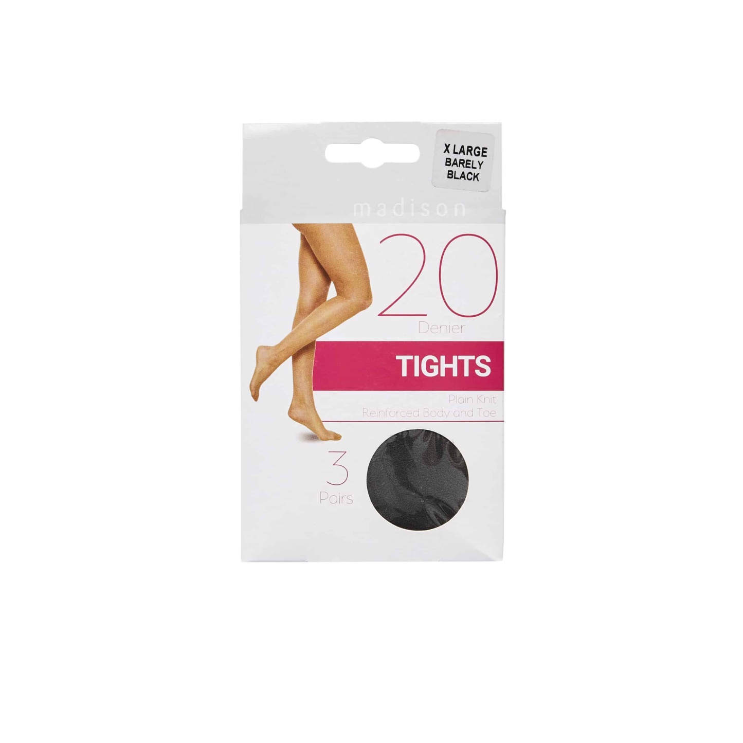 Madison 20 Denier Tights X Large Barely Black 3 Pack