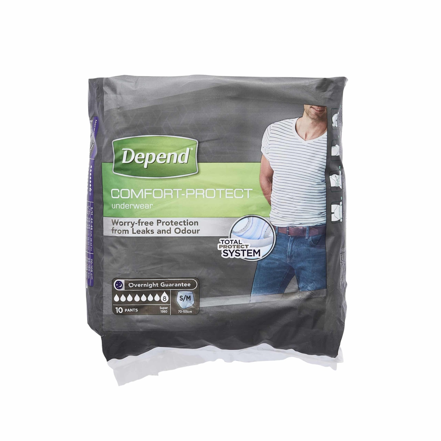 Depend Comfort Protect Incontinence Pants for Men Size S/M 10's