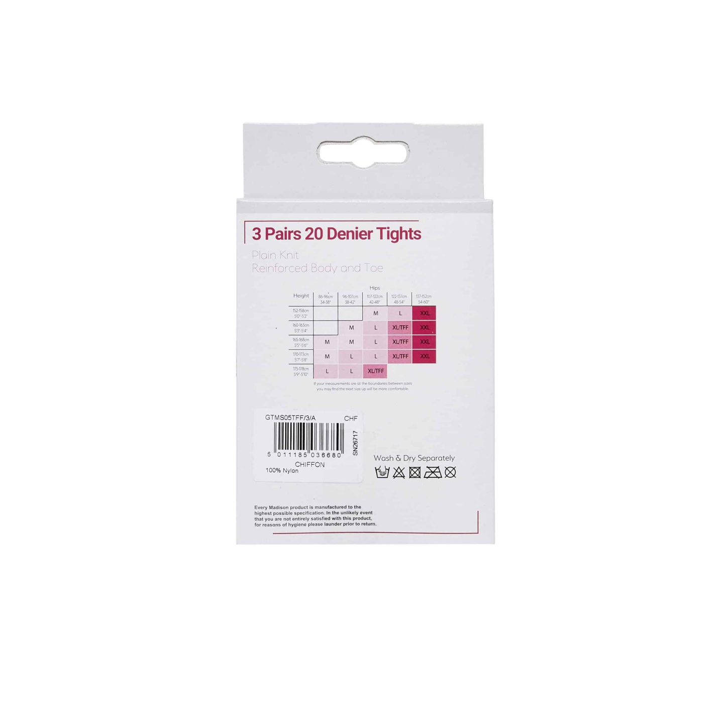 Madison 20 Denier Tights X Large Chiffon 3 Pack