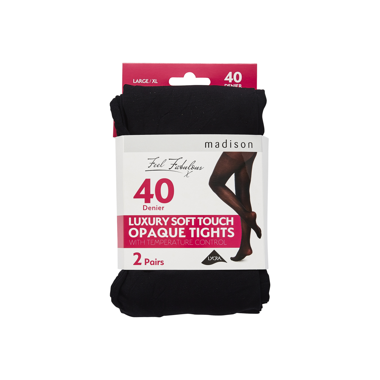 Madison 40 Denier Opaque Tight L / XL Black 2 Pack