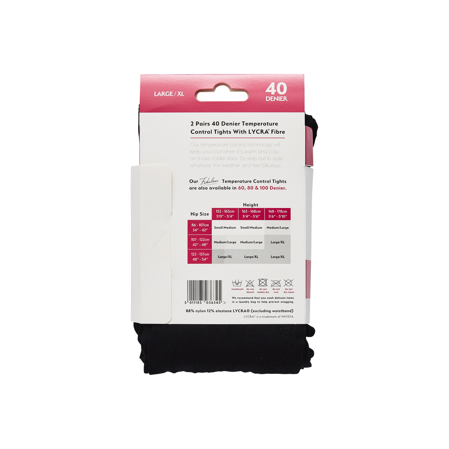 Madison 40 Denier Opaque Tight L / XL Black 2 Pack