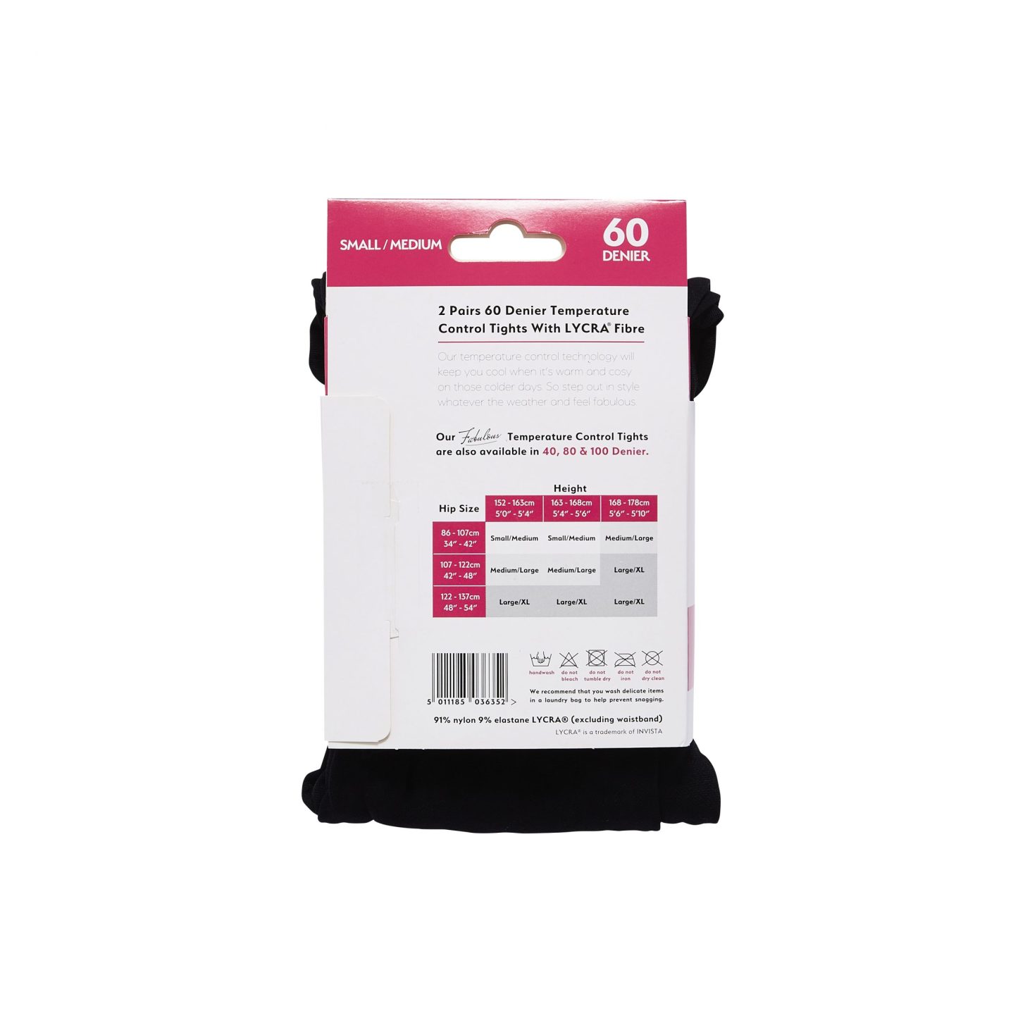 Madison 60 Denier Opaque Tights S/M Black 2 Pack