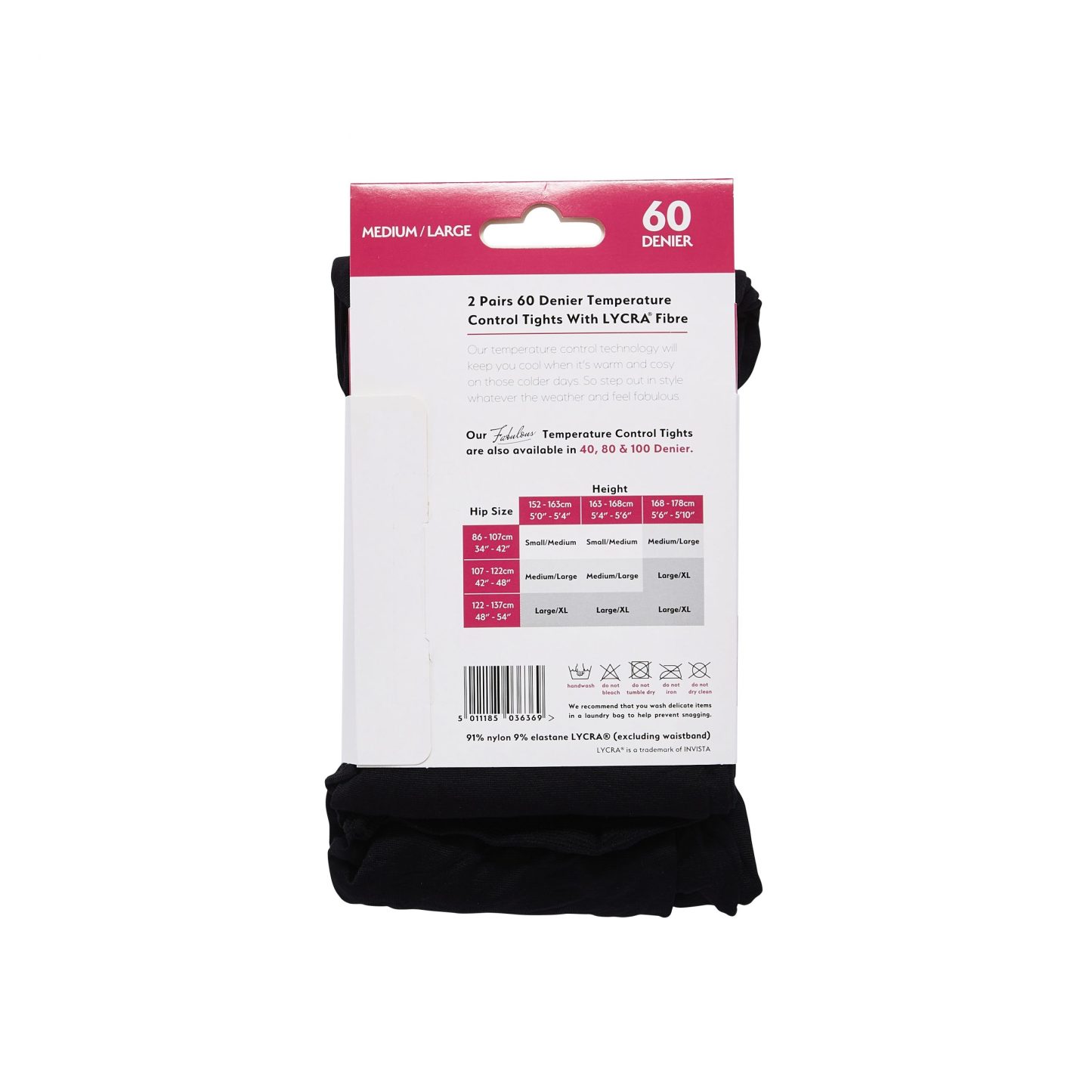 Madison 60 Denier Opaque Tights M/L Black 2 Pack