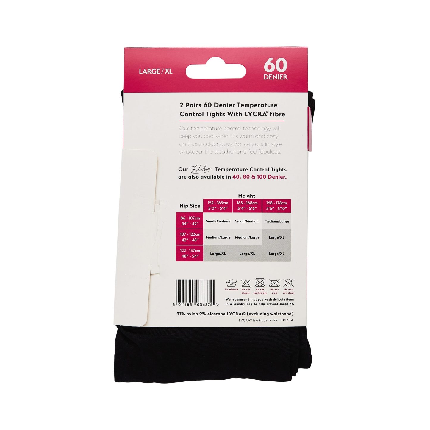 Madison 60 Denier Opaque Tights L/XL Black 2 Pack