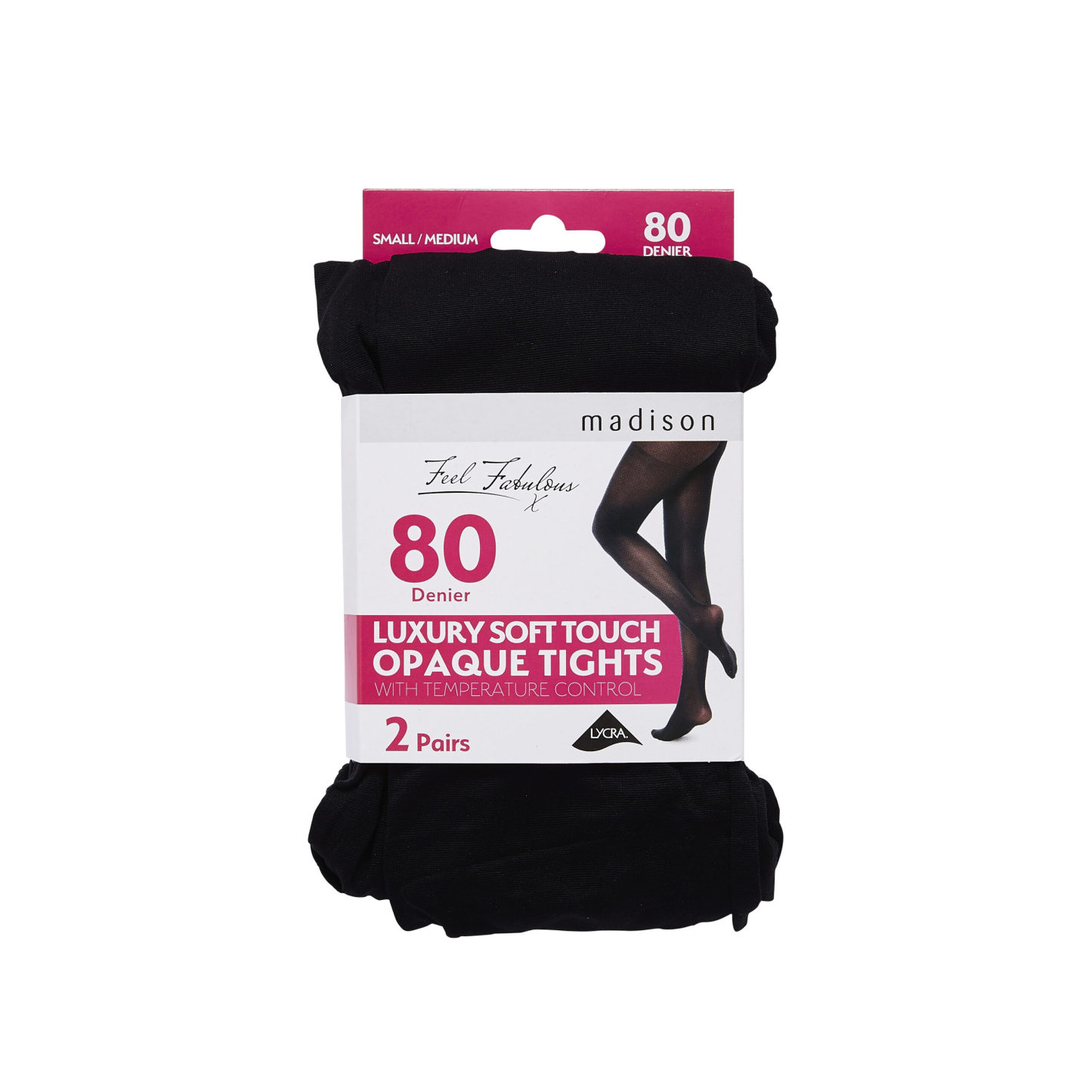 Madison 80 Denier Opaque Tights S/M Black 2 Pack