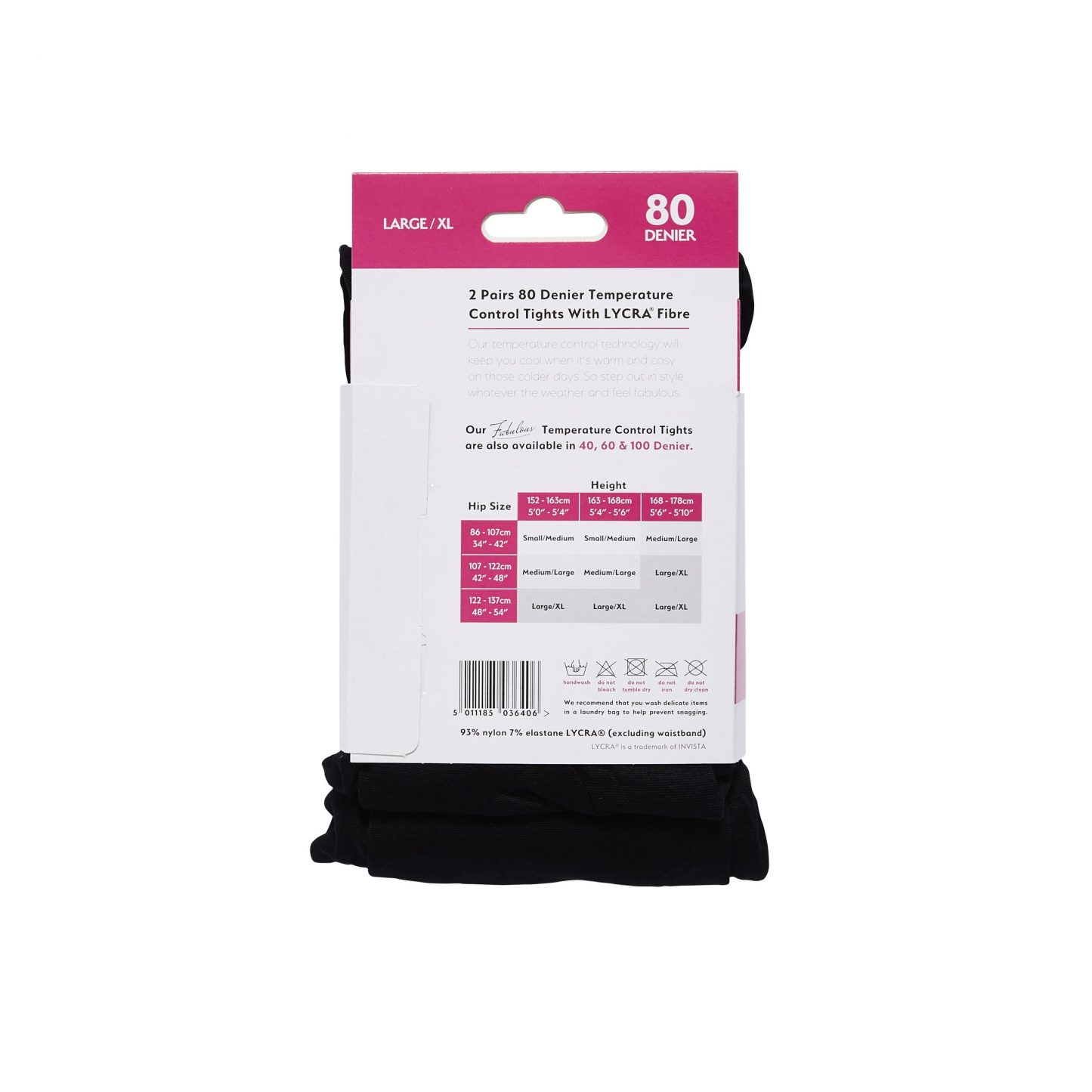 Madison 80 Denier Opaque Tights L/XL Black 2 Pack
