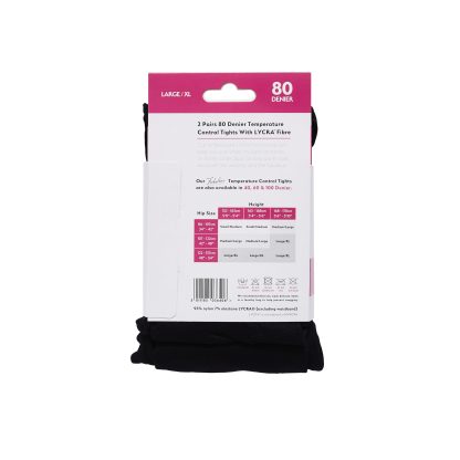 Madison 80 Denier Opaque Tights L/XL Black 2 Pack