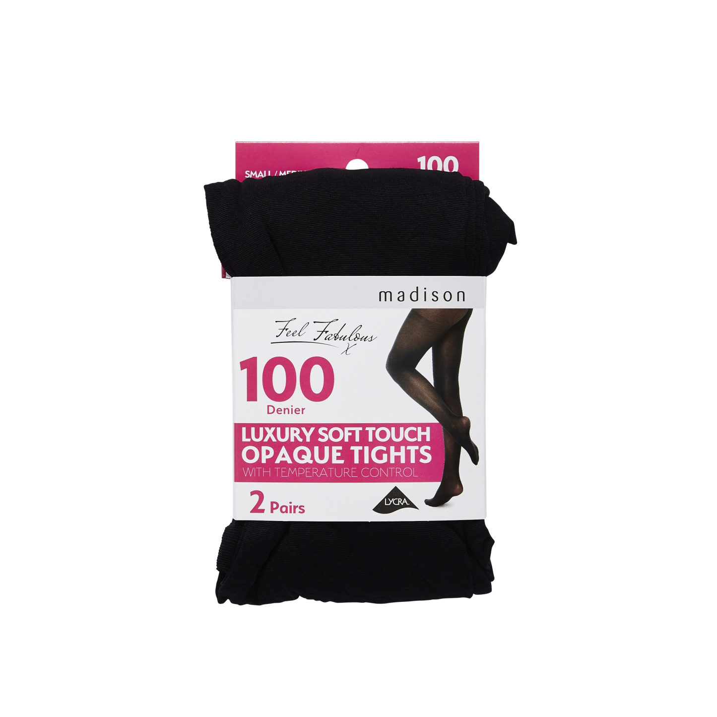 Madison 100 Denier Opaque Tights S/M Black 2 Pack