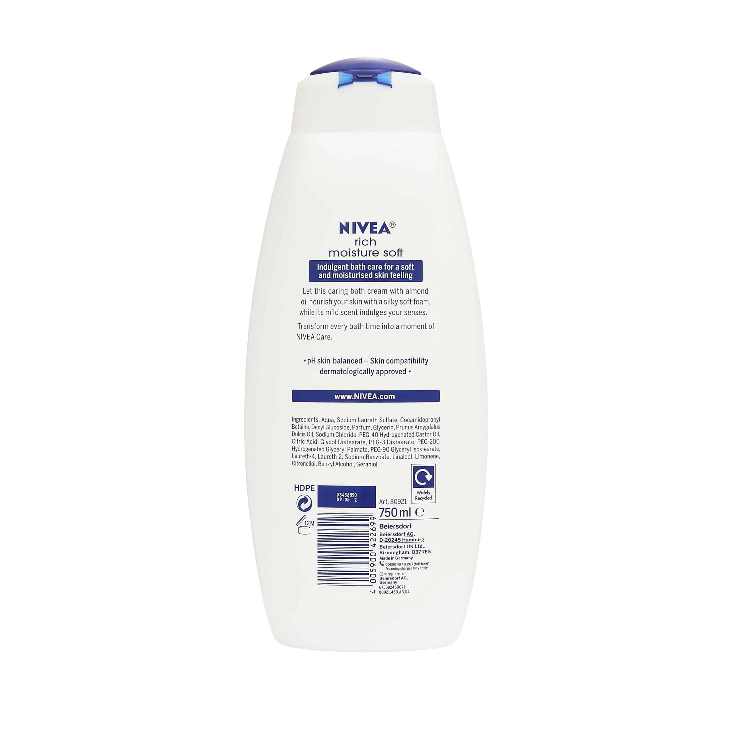 NIVEA Rich Moisture Soft Bath Cream 750ml