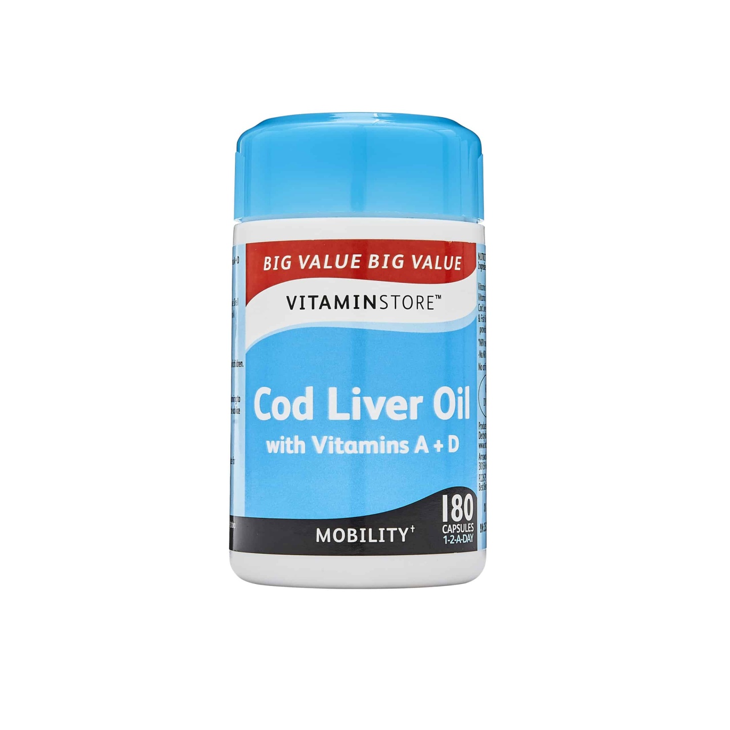 Vitamin Store Cod Liver Oil With Vitamins A + D 500mg 180 Capsules