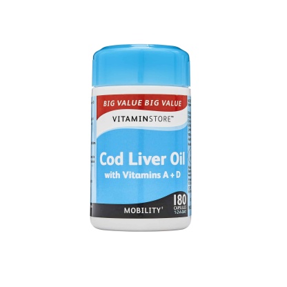 Vitamin Store Cod Liver Oil With Vitamins A + D 500mg 180 Capsules