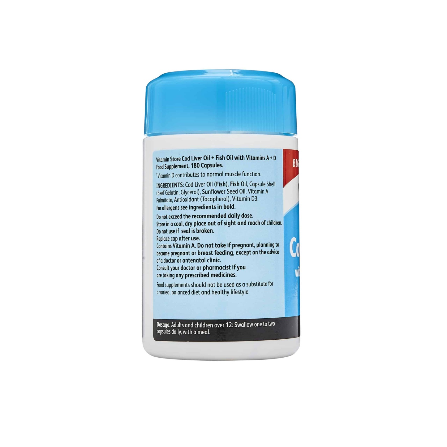 Vitamin Store Cod Liver Oil With Vitamins A + D 500mg 180 Capsules