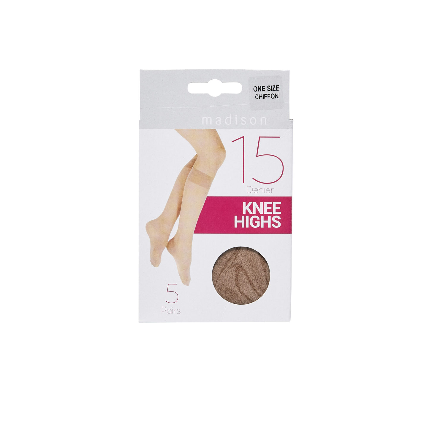 Madison 15 Denier Knee Highs Chiffon 5 Pack