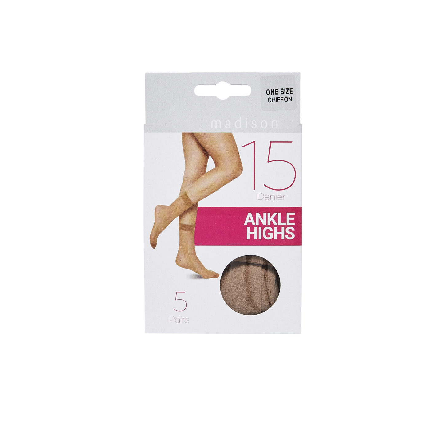 Madison 15 Denier Ankle Highs Chiffon 5 Pack