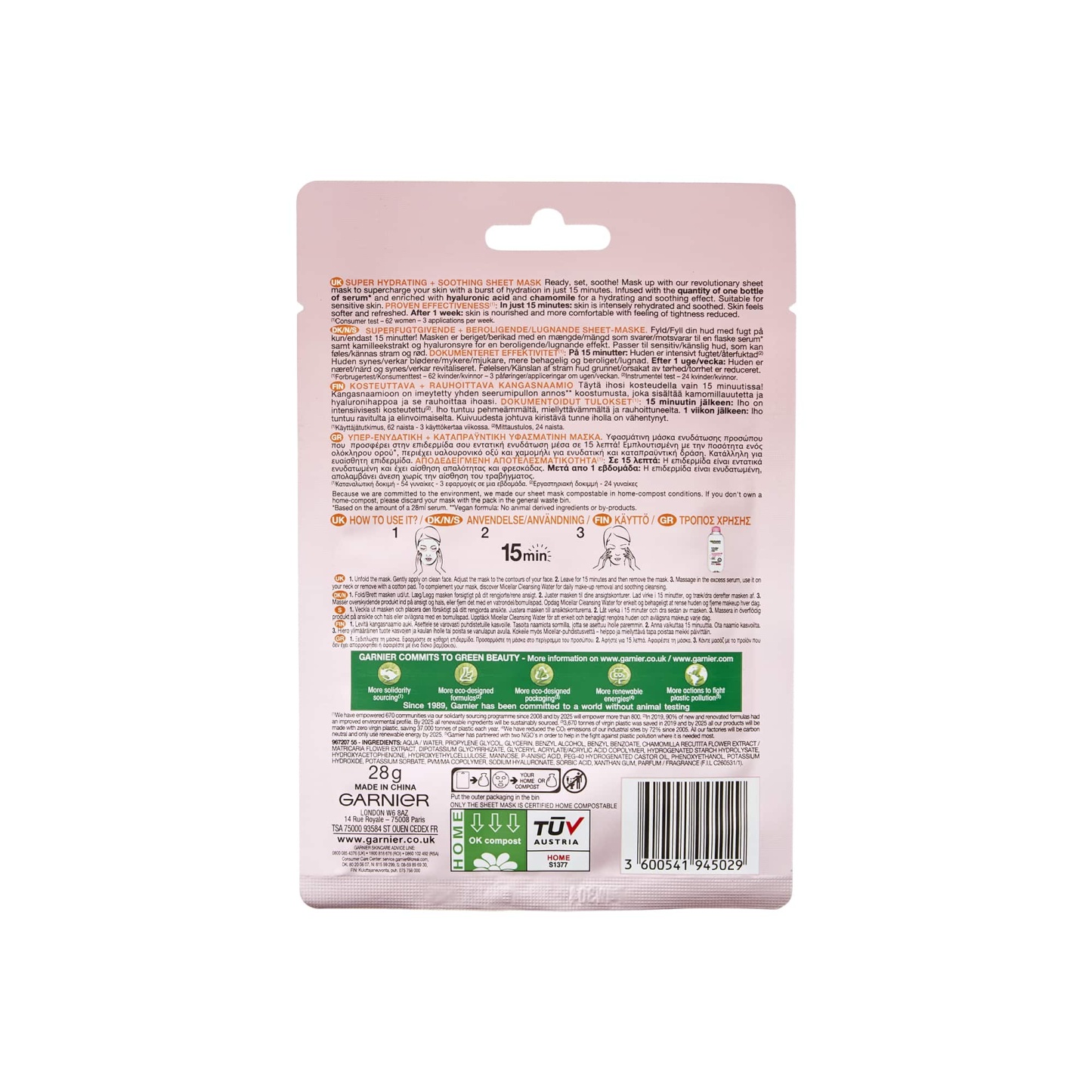 Garnier Moisture Bomb Hydrating Face Mask Chamomile Dry & Sensitive Skin 28g