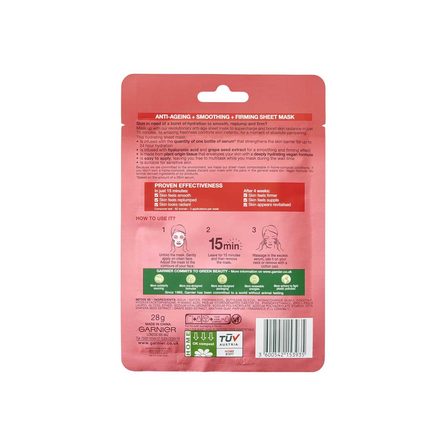 Garnier Ultralift Anti Ageing Face Sheet Mask 28g