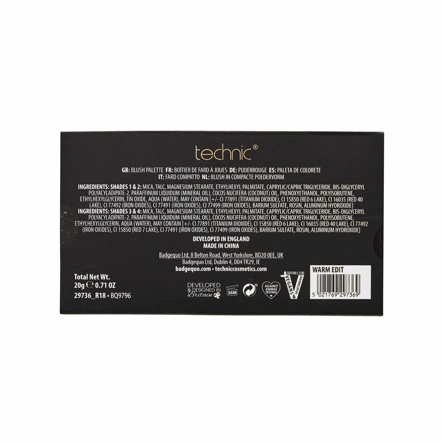 Technic Blush Palette Warm Edit 20g