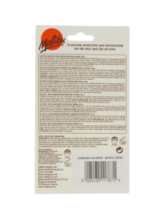 Malibu Face Cream & Lip Care Balm SPF30