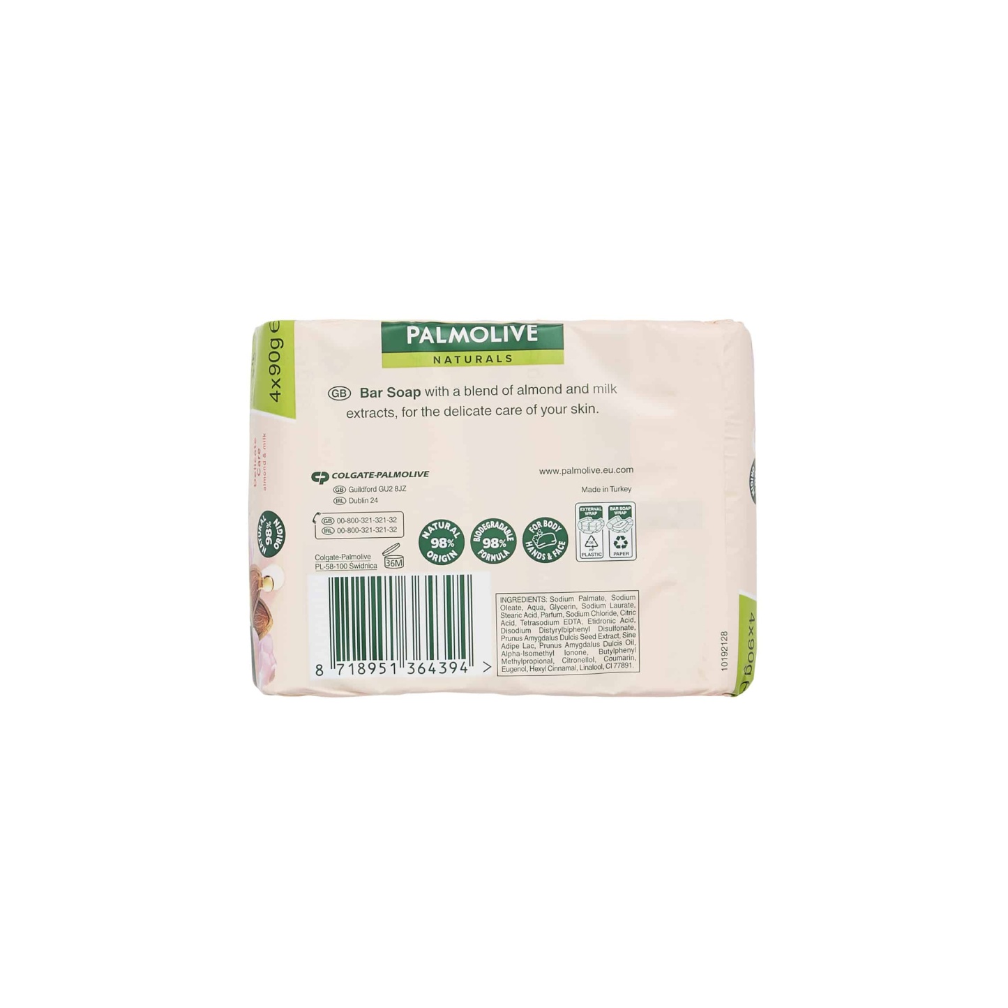 Palmolive Naturals Delicate Care Almond & Milk Soap Bar 4 x 90g