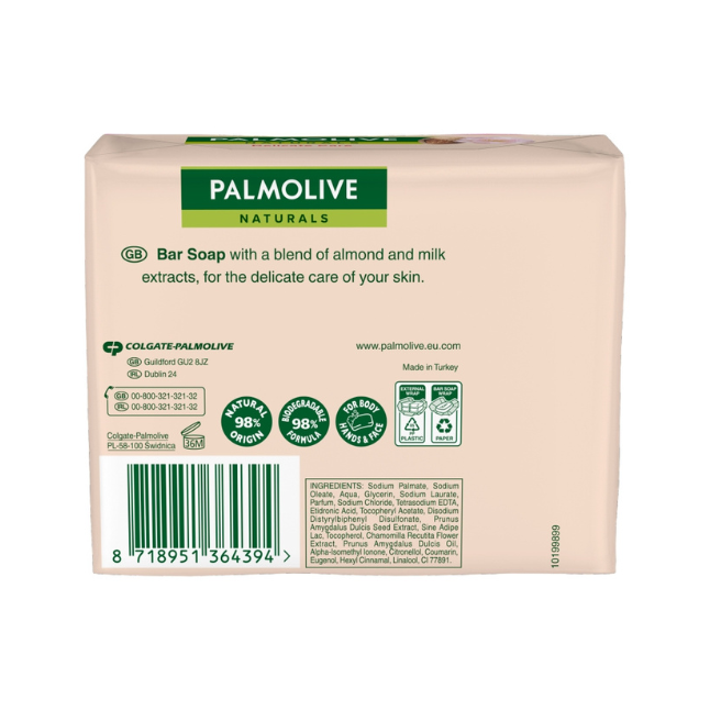 Palmolive Naturals Delicate Care Almond & Milk Soap Bar 4 x 90g