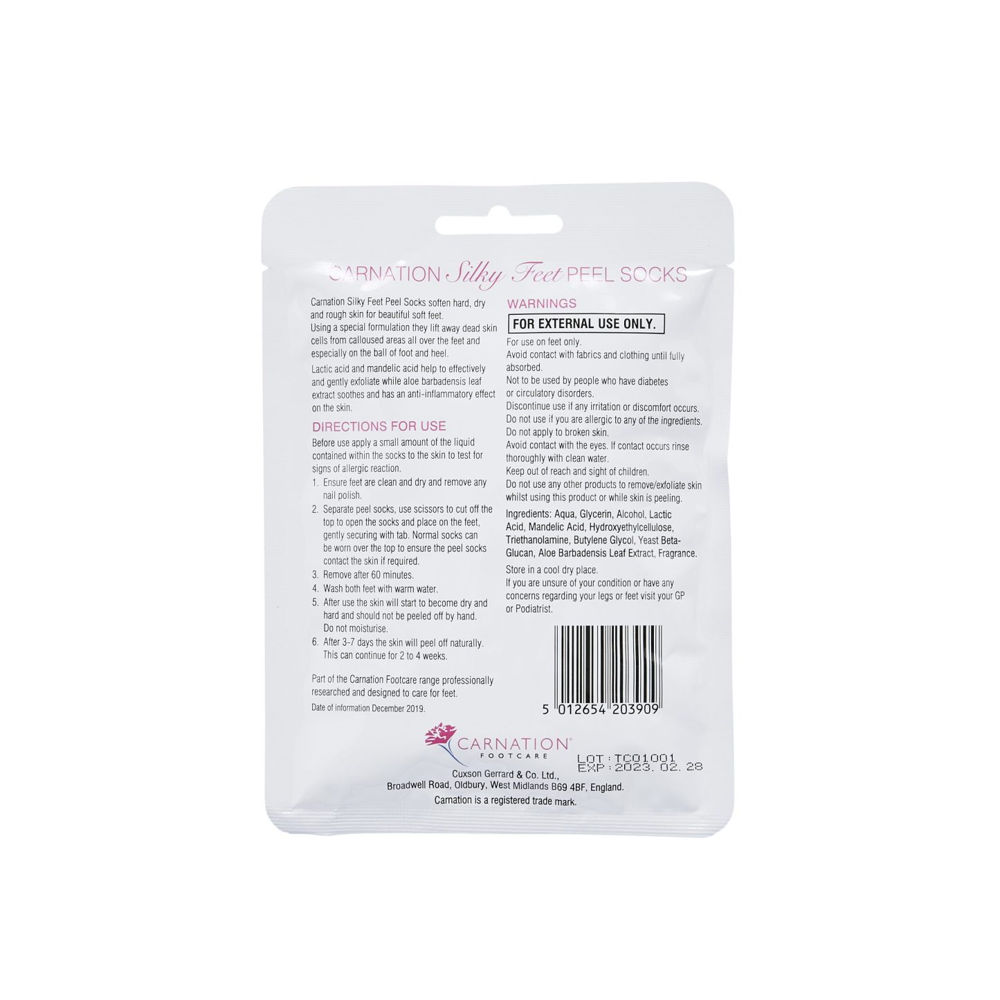 Carnation Silky Feet Peel Socks