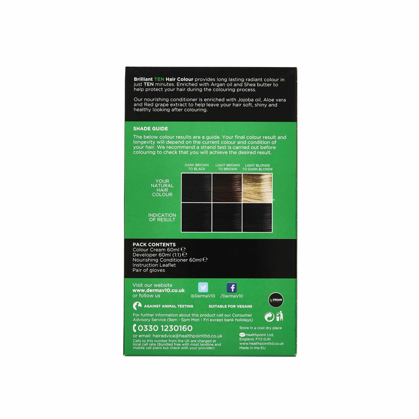 Derma V10 Brilliant Ten Hair Colour Black No 0.1