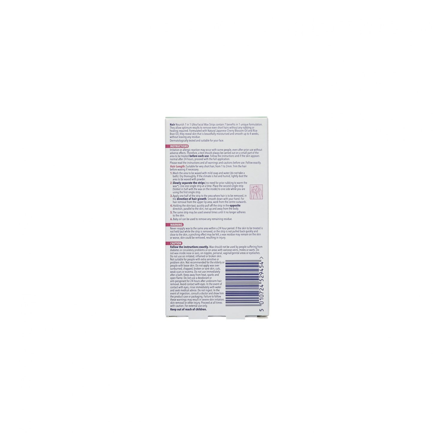 Nair Wax Strips Face 20's