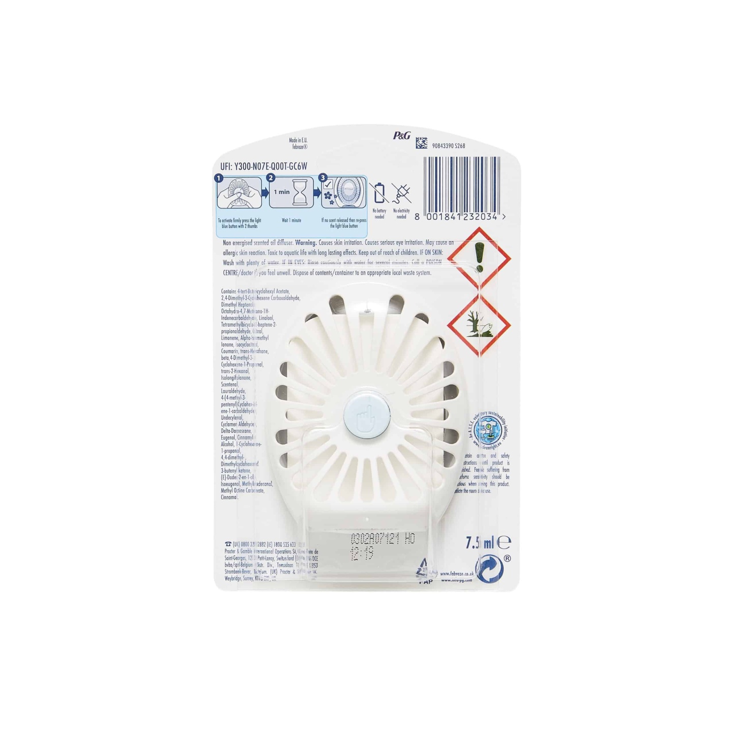 Febreze Bathroom Air Freshener Cotton Fresh 7.5ml