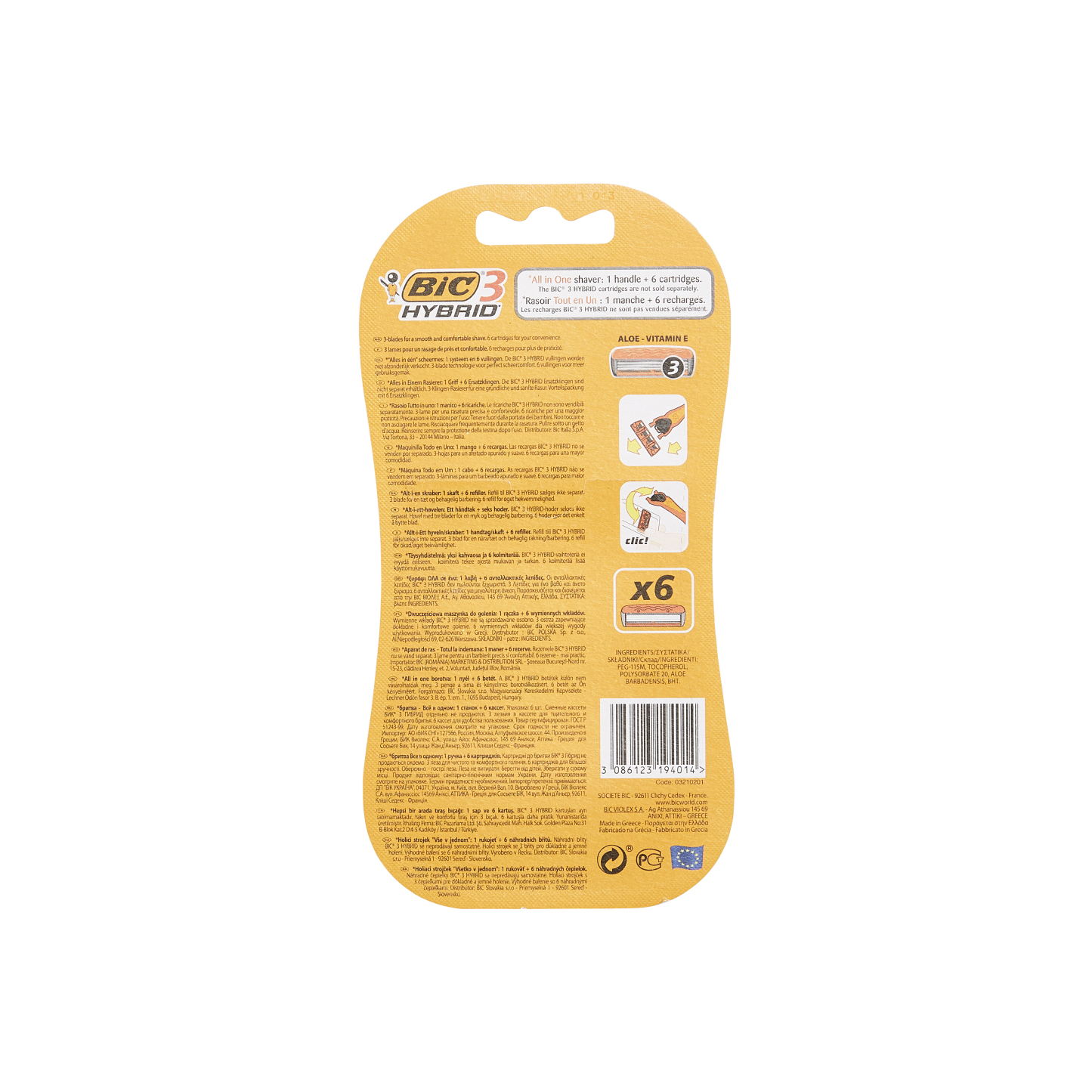 BIC 3 Hybrid Razor & 6 Blades