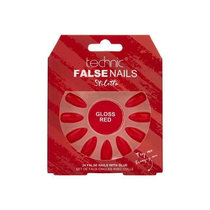 Technic Stiletto False Nails - Gloss Red