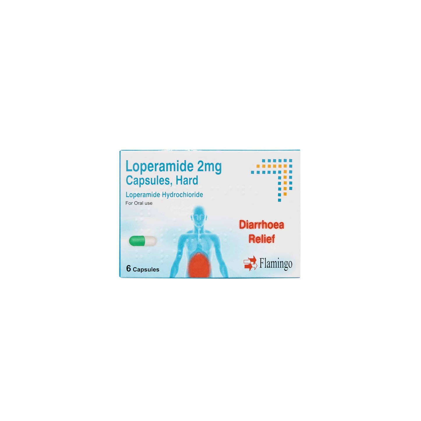 Flamingo Loperamide 2mg Diarrhoea Relief Capsules 6's