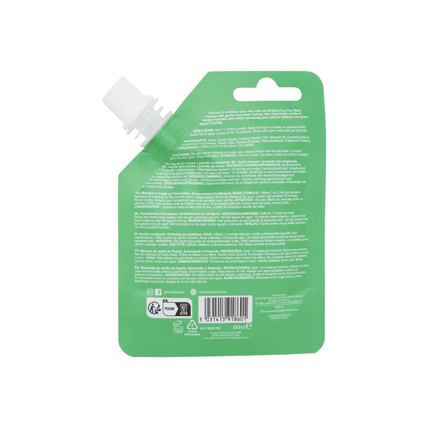 Face Facts Brightening Cucumber Clay Mask 60ml