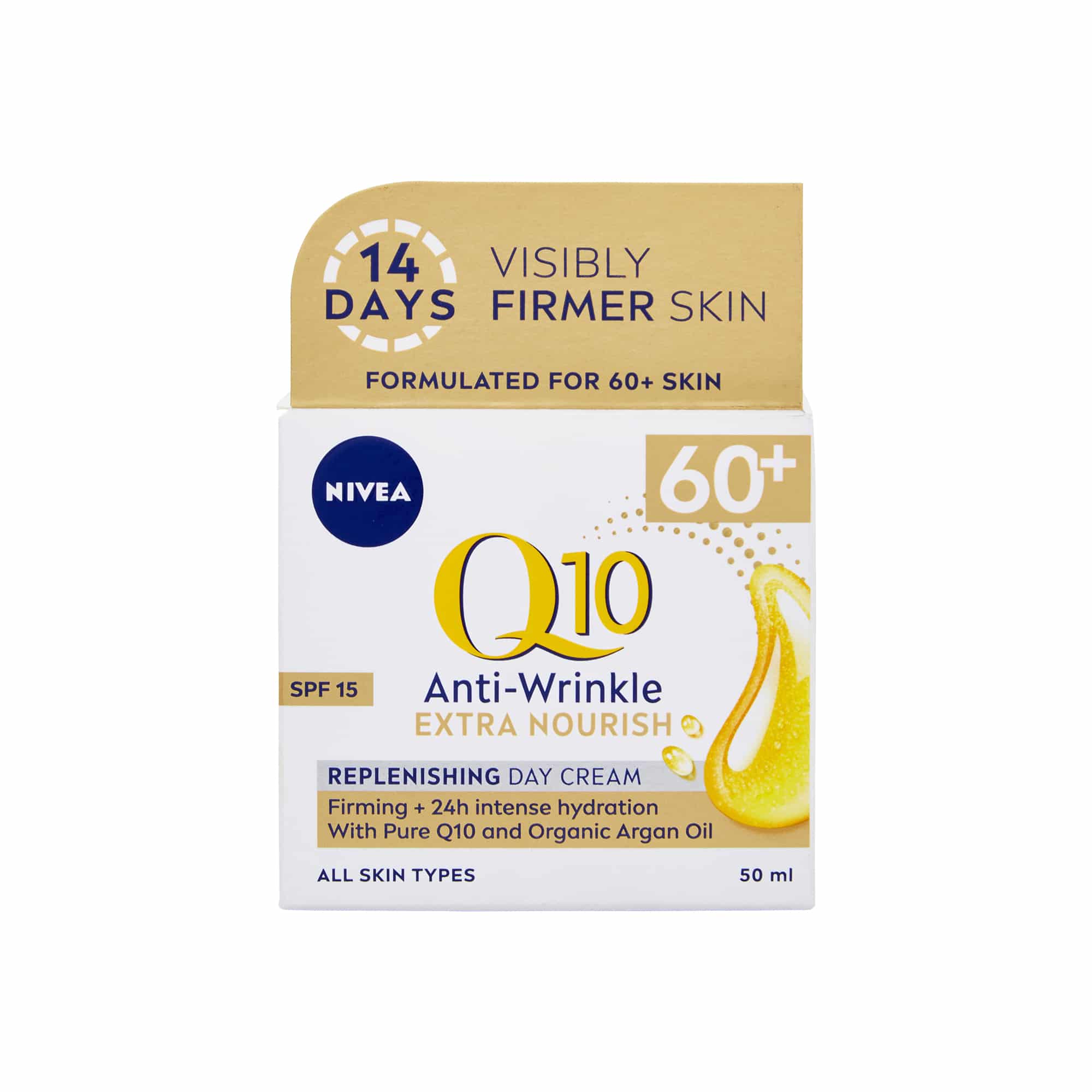 NIVEA Q10 Anti Wrinkle Extra Nourish Replenshing 60+ Day Cream SPF15 50ml