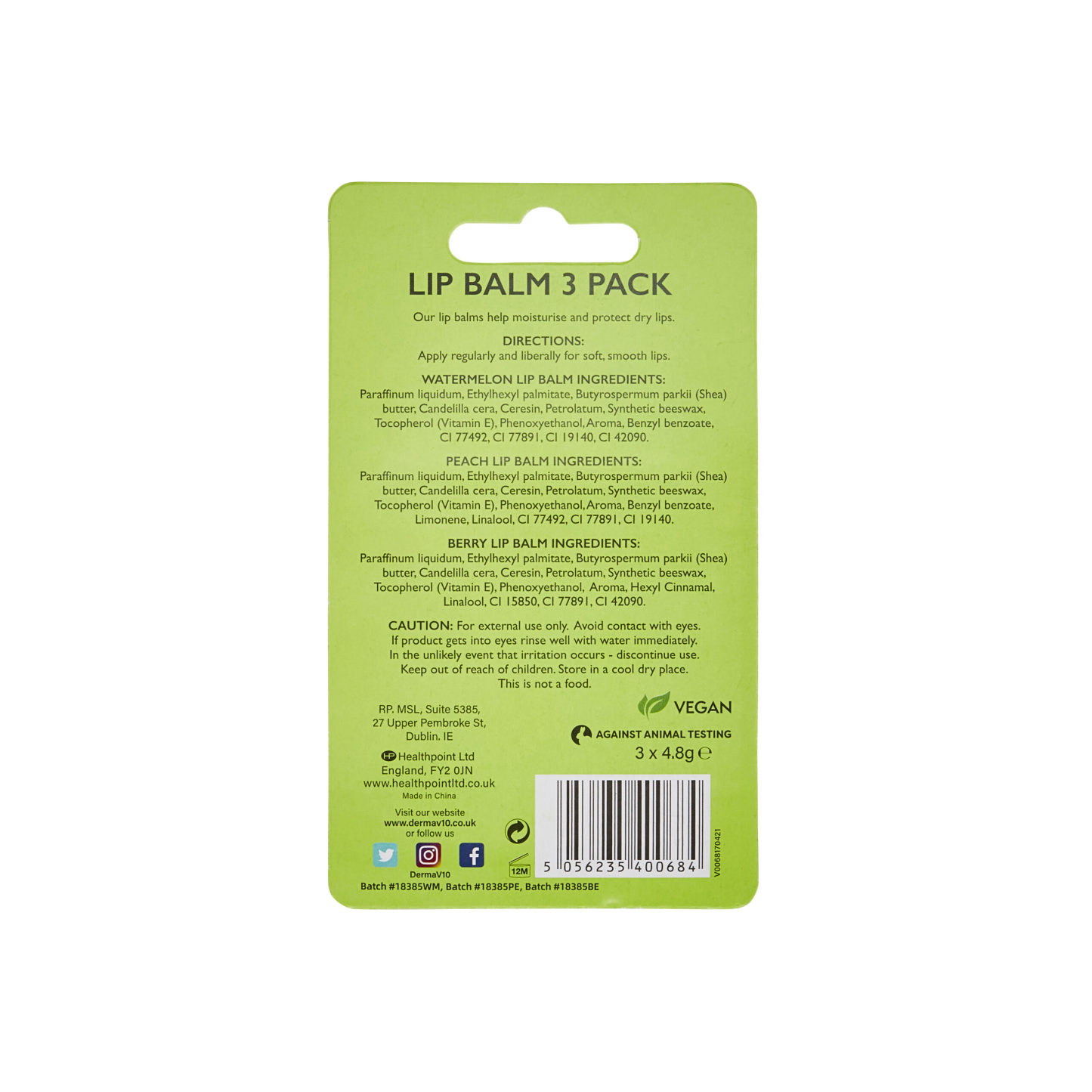 DermaV10 Lip Balm Pack of 3