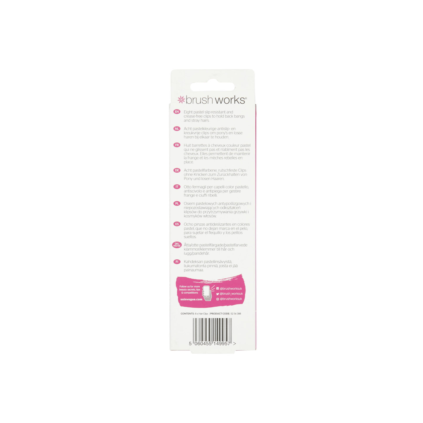 Brushworks No Crease Hair Clips 8's