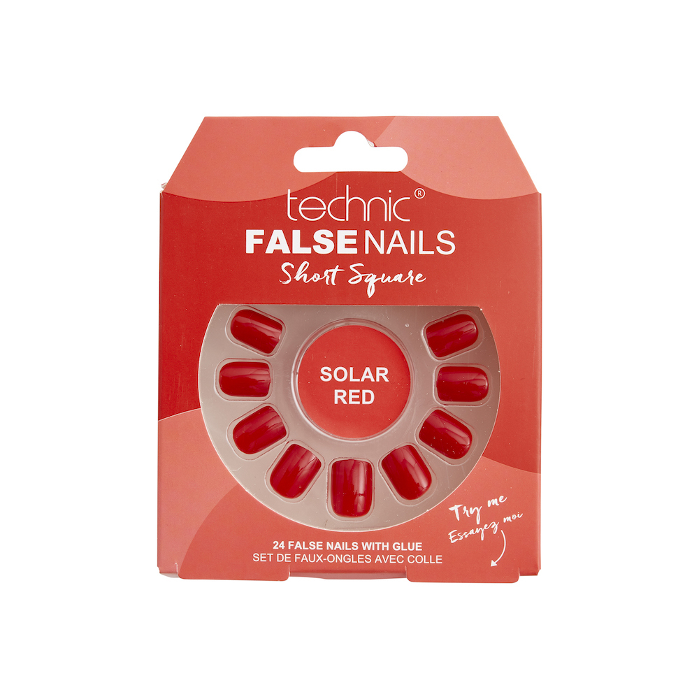 Technic False Nails Short Square Solar Red 24's
