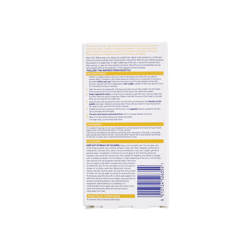Nair Hair Remover Wax Strips for Face 16's