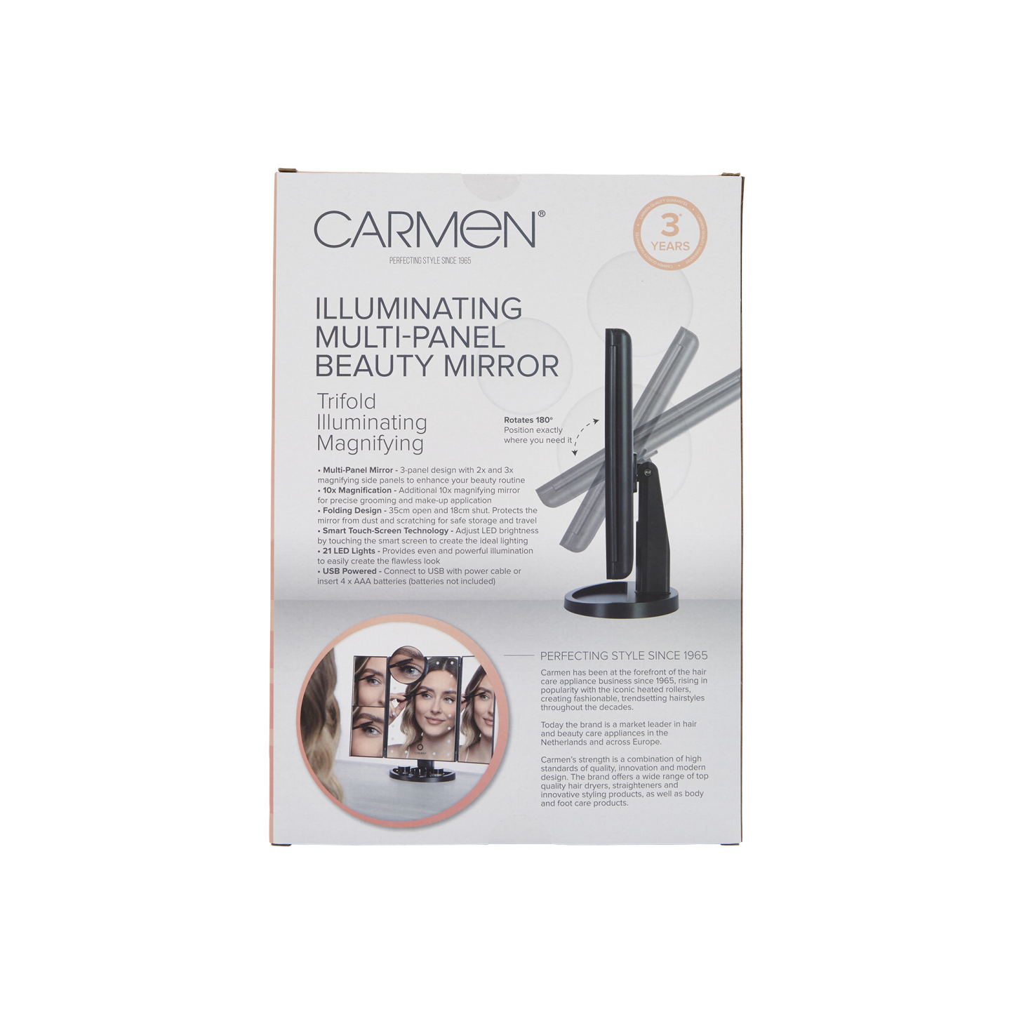 Carmen Illuminating Multi-Panel Beauty Mirror