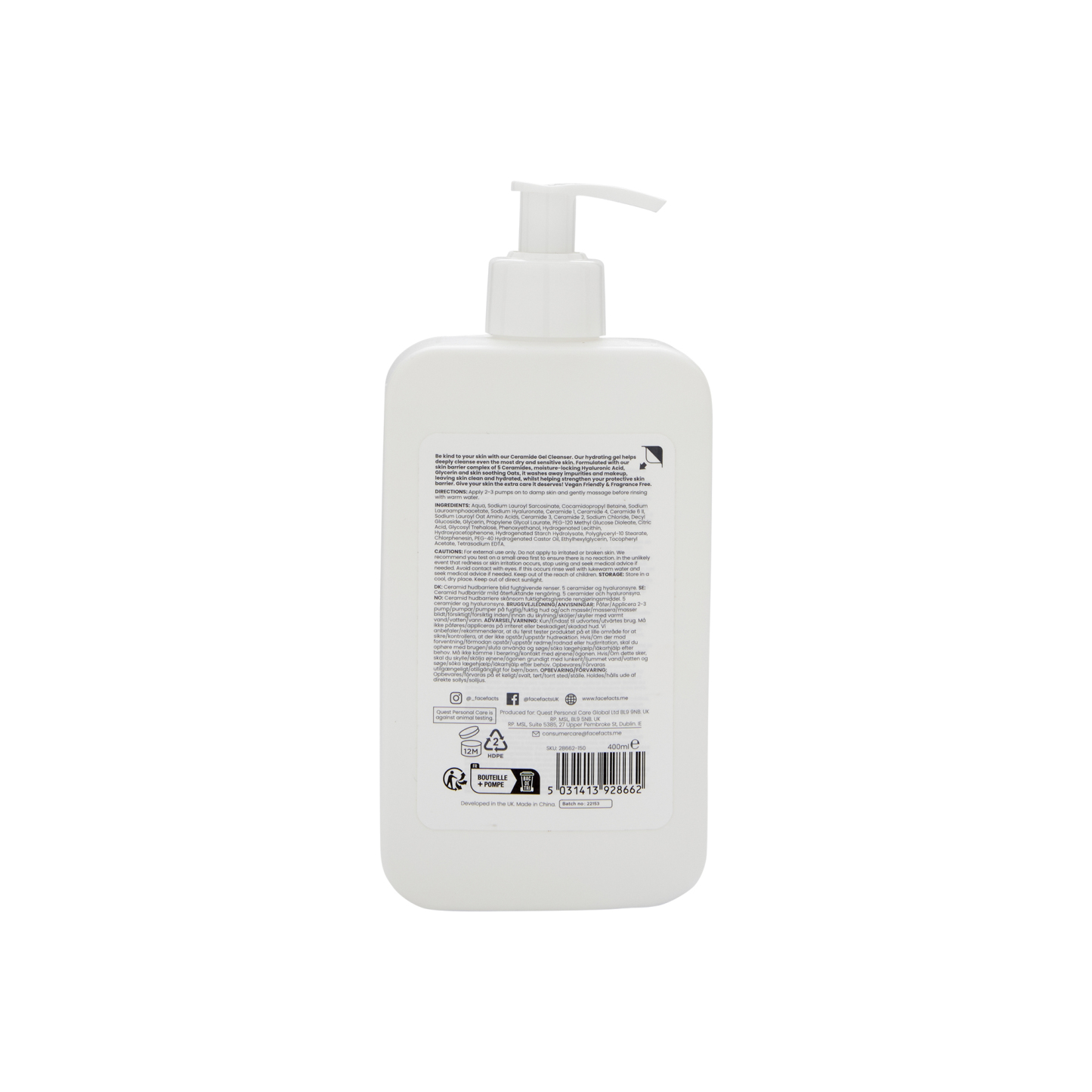 Face Facts Ceramide Skin Barrier Complex Hydrating Gentle Cleanser 400ml